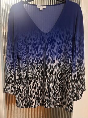Calvin Klein Blue Ombre Animal-Print V-Neck Tunic